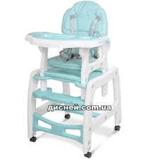 Стульчик M 1563-12-1 для кормления, трансформер, со столиком, голубой